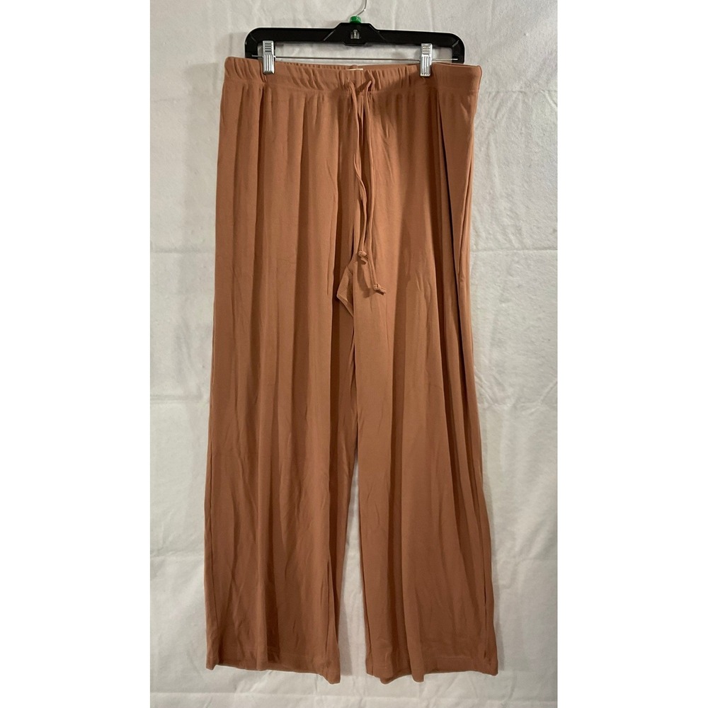 MANBEIYA Wide Leg Pants Womens XL Terracotta Brown Excellent Ribbed Drawstring